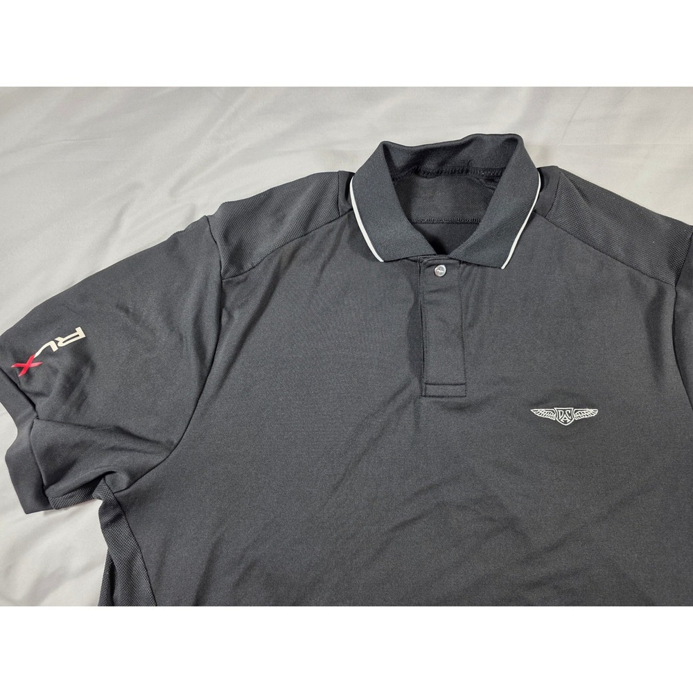 RLX‎ Ralph Lauren Polo Shirt Mens XL Black Performance Golf Dallas Athletic Club